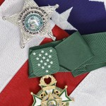 DS Silver Star Badge with Medal of Honor on Flag
