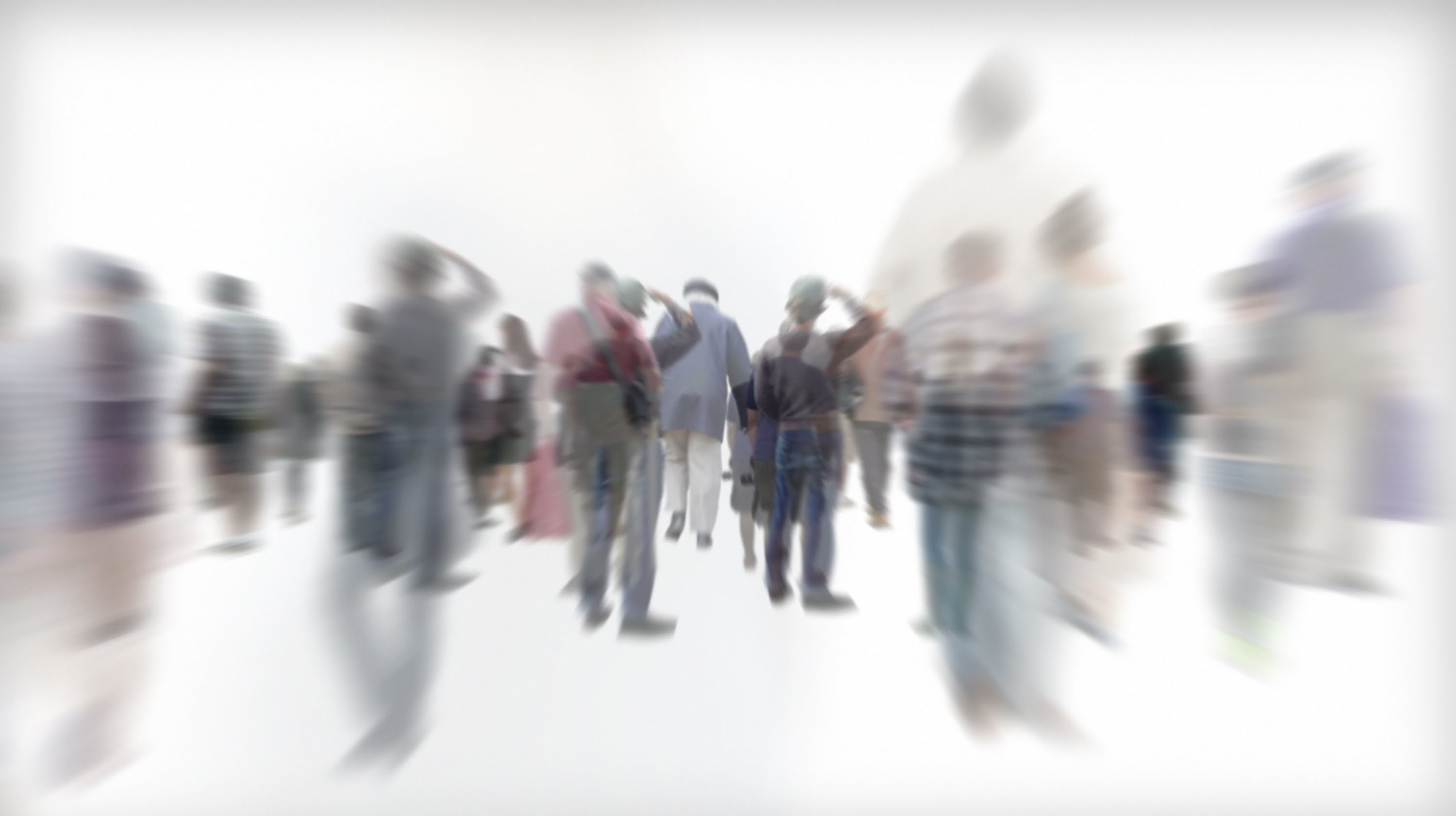 HT crowd blur Human Trafficking signs