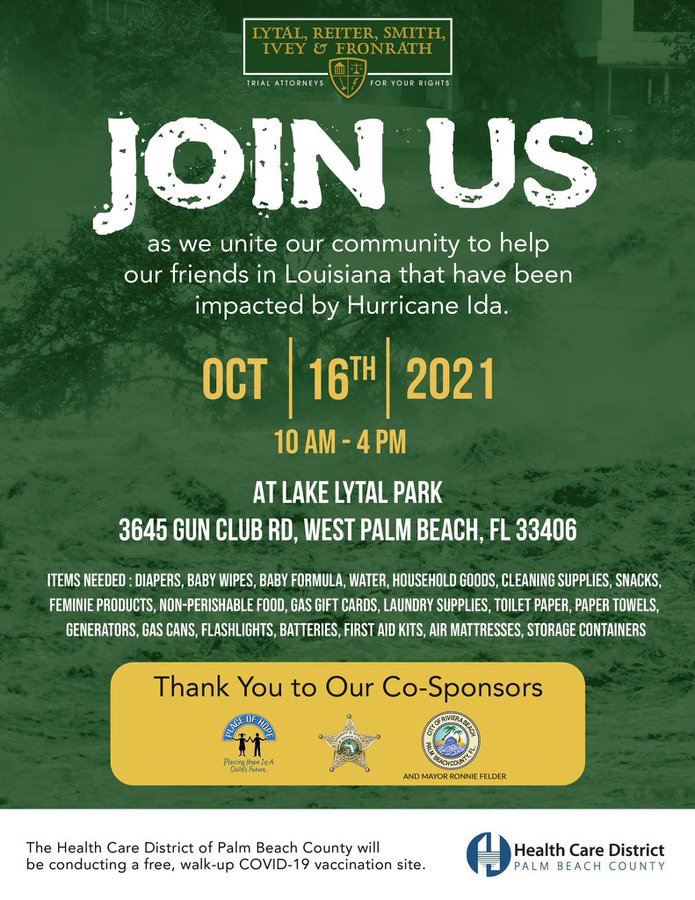 Hurricane Ida Relief Flyer on 10-16-2021