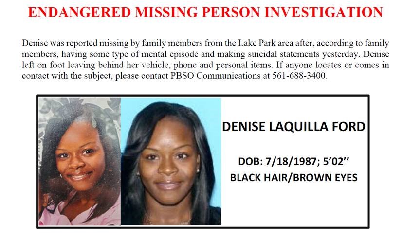 Missing endangered person - Denise Laquilla Ford