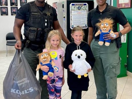 Talen and Tegin donated stuffed animals for children.