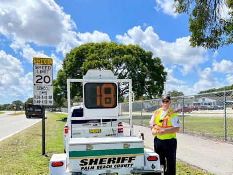 Our Volunteer Traffic Monitoring Unit is setting up speed trailers in school zones.