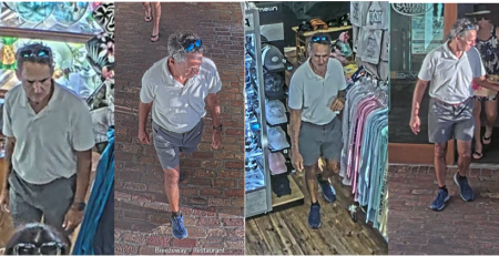 The Palm Beach County Sheriff’s Office is seeking the public’s assistance in identifying a suspect wanted in connection with a theft from the Ship Store located on Sailfish Marina Resort. 
